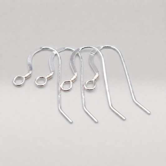 925 Sterling Silver French Wire Dropper Earring Hooks Jewellery Making (4x)