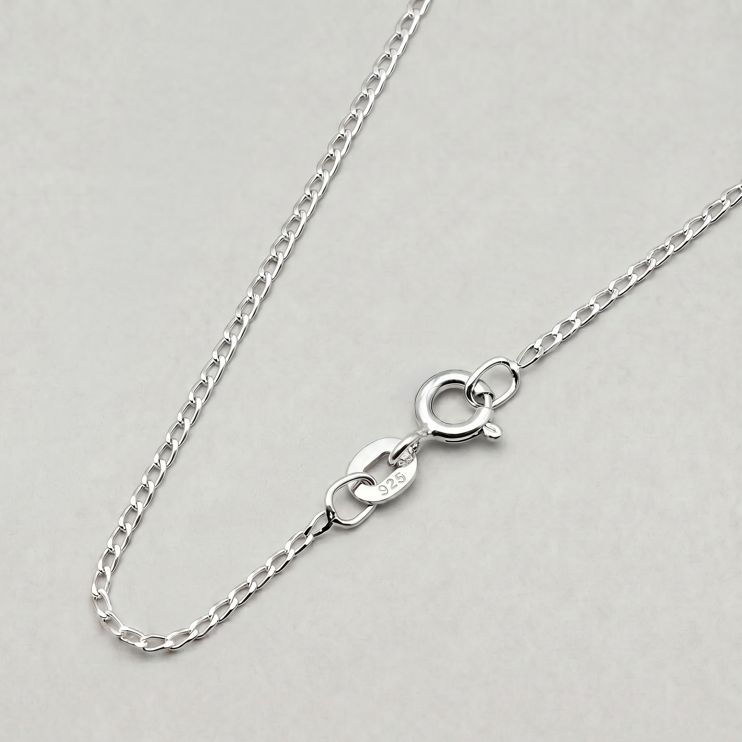 925 Sterling Silver 1mm Long Link Curb Chain Necklace