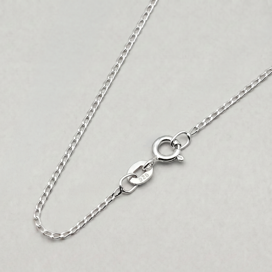 925 Sterling Silver 1mm Long Link Curb Chain Necklace