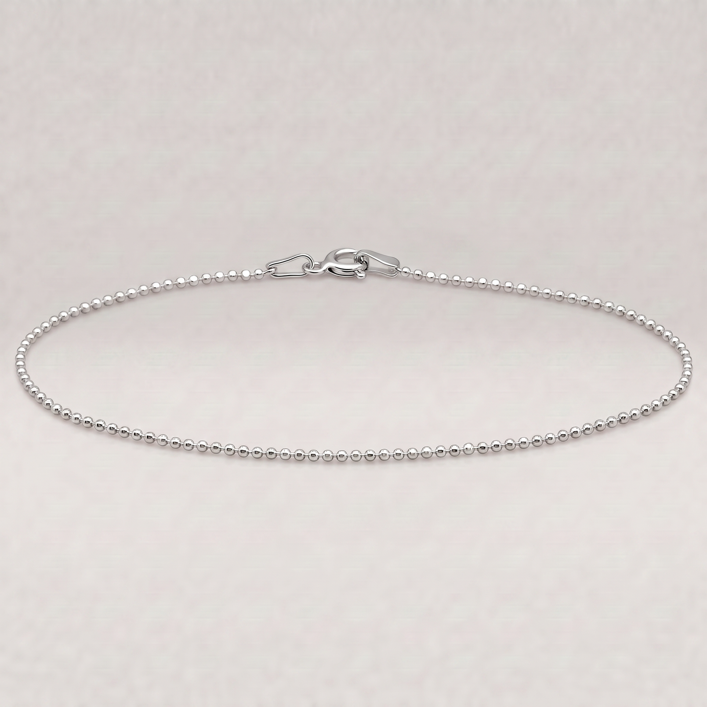 925 Sterling Silver 1.2mm Diamond Cut Ball Chain Bracelet