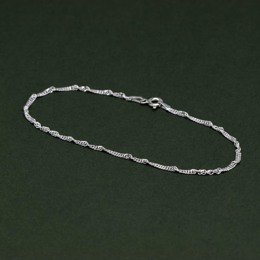 925 Sterling Silver 1.9mm Singapore Chain Bracelet