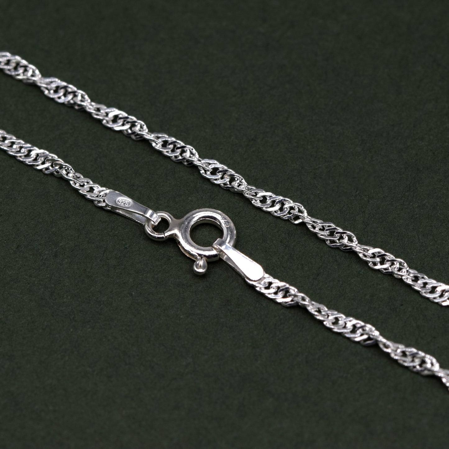 925 Sterling Silver 1.9mm Singapore Chain Bracelet