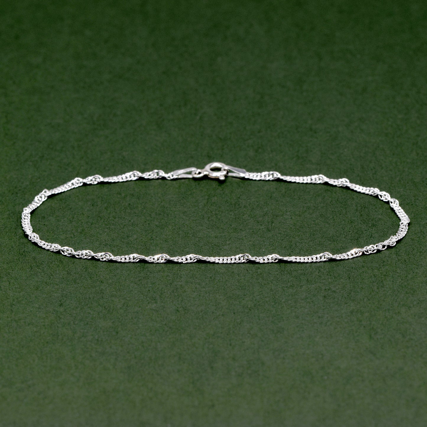 925 Sterling Silver 2.4mm Singapore Chain Bracelet