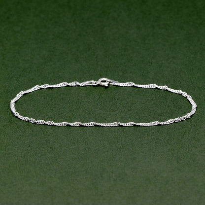 925 Sterling Silver 2.4mm Singapore Chain Bracelet