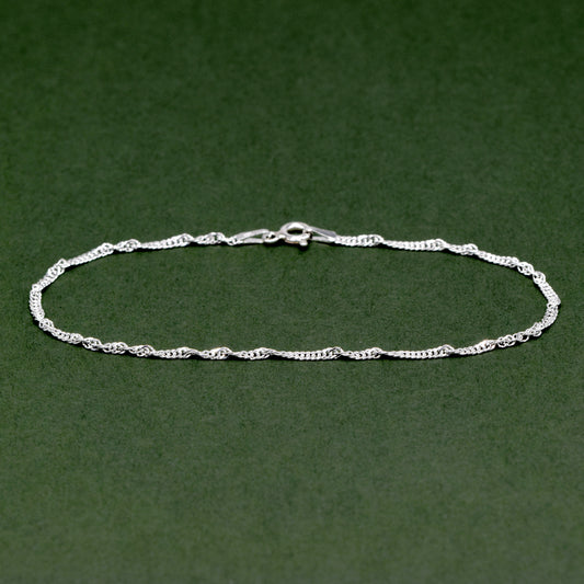 925 Sterling Silver 2.4mm Singapore Chain Bracelet