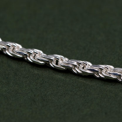 Sterling Silver 2.3mm Rope Chain Bracelet