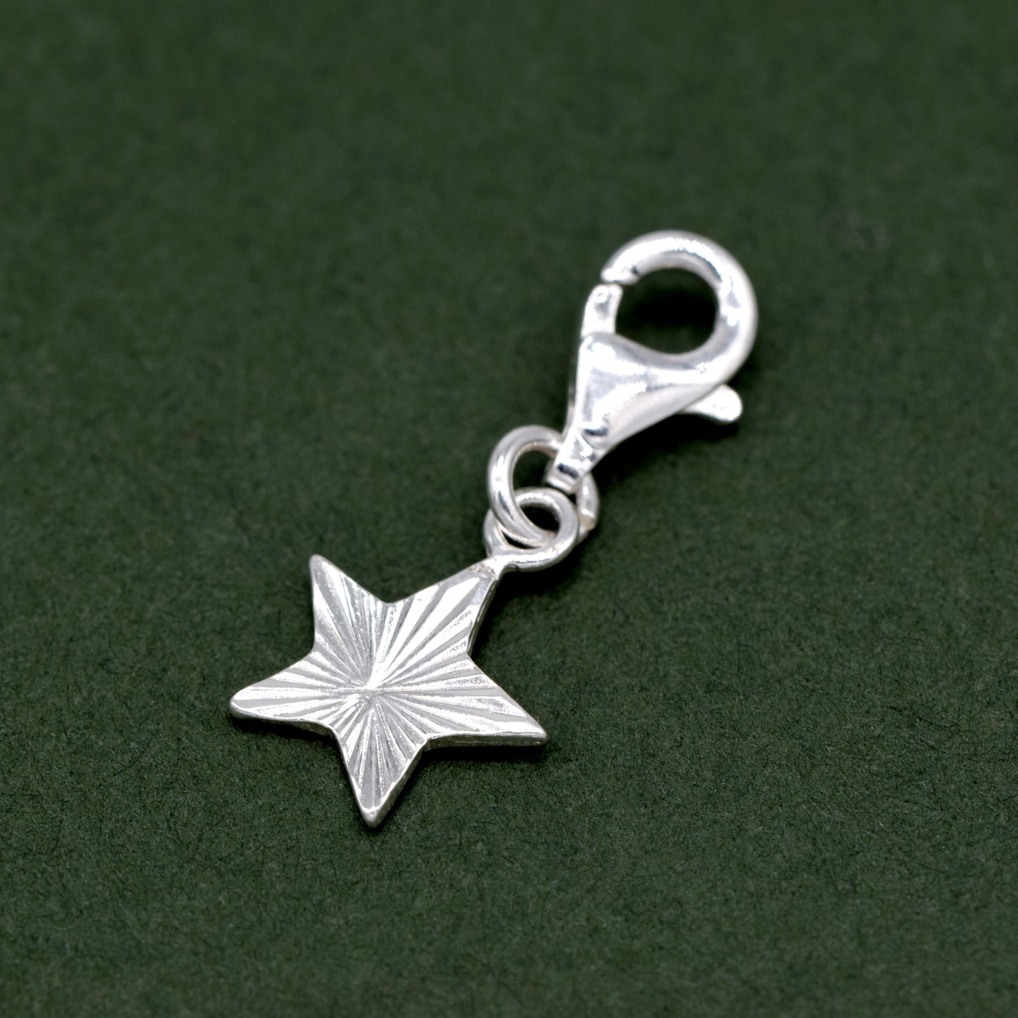 925 Sterling Silver 9mm Diamond Cut Fluted Star Charm