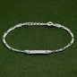 925 Sterling Silver Figaro Chain ID Bracelet Adjustable 6"-7"