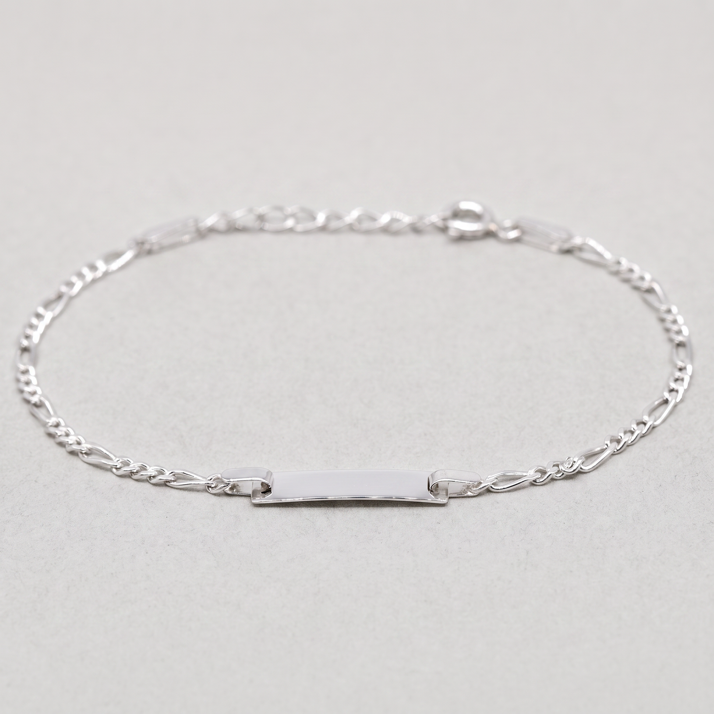 925 Sterling Silver Figaro Chain ID Bracelet Adjustable 6"-7"