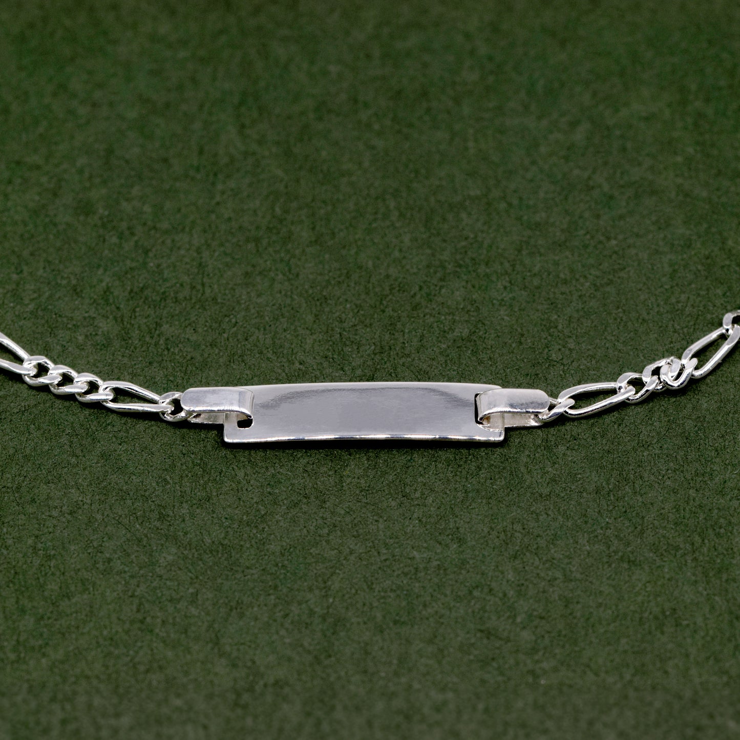 925 Sterling Silver Figaro Chain ID Bracelet Adjustable 6"-7"