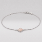 925 Sterling Silver Four Leaf Clover Motif Bracelet On 7.5" Rolo Chain