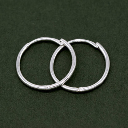 925 Sterling Silver 10, 14, 18mm Round Ear Huggie Hoop Earrings