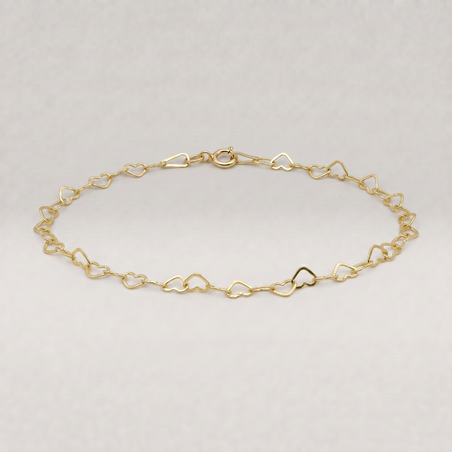 Gold Plated Sterling Silver 3.6mm Heart Chain Bracelet