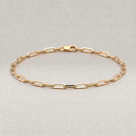 Gold Plated Sterling Silver 2.7mm Paperclip Chain Anklet