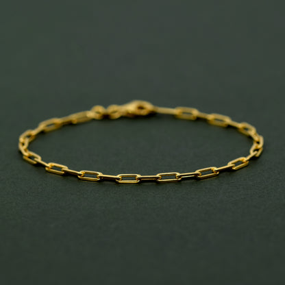 Gold Plated Sterling Silver 2.7mm Paperclip Chain Bracelet