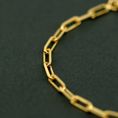 Gold Plated Sterling Silver 2.7mm Paperclip Chain Bracelet