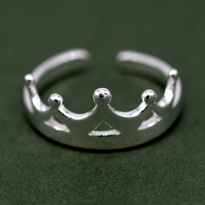 925 Sterling Silver Crown Toe/Adjustable Ring