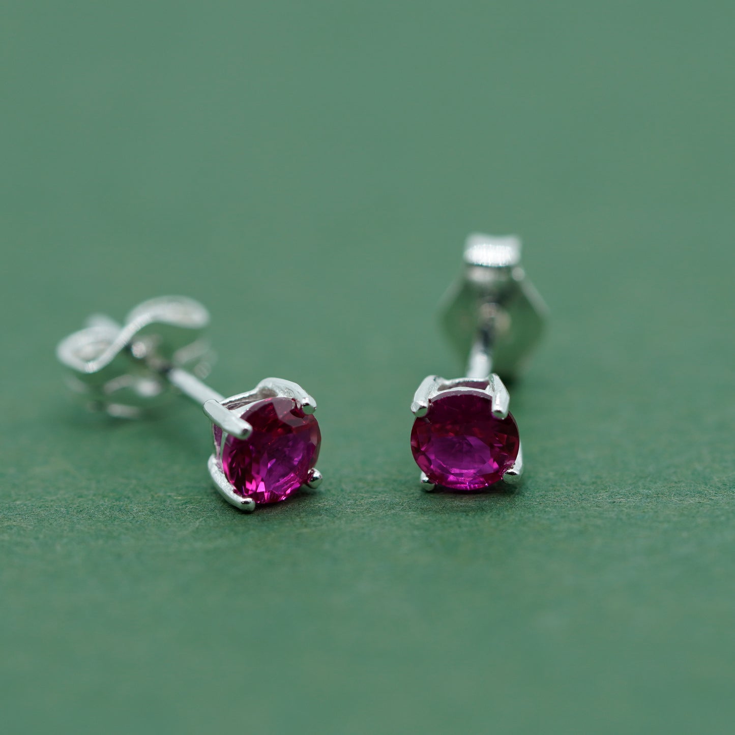 925 Sterling Silver 4mm Coloured Gem C/Z Stud Earrings