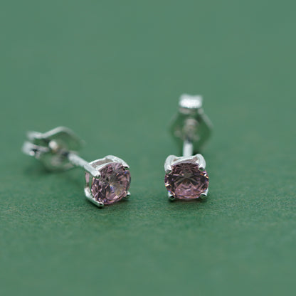925 Sterling Silver 4mm Coloured Gem C/Z Stud Earrings