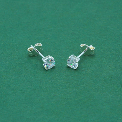 925 Sterling Silver Clear CZ Stud Earrings 4mm, Diamond Style Cubic Zirconia Studs, Minimal Dainty Crystal Earrings