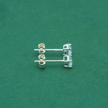 925 Sterling Silver Clear CZ Stud Earrings 4mm, Diamond Style Cubic Zirconia Studs, Minimal Dainty Crystal Earrings