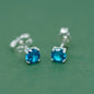 925 Sterling Silver 4mm Coloured Gem C/Z Stud Earrings