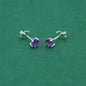 925 Sterling Silver Alexandrite CZ Stud Earrings 4mm, Lilac Cubic Zirconia Studs, Minimal Dainty Crystal Earrings