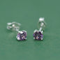925 Sterling Silver 4mm Coloured Gem C/Z Stud Earrings