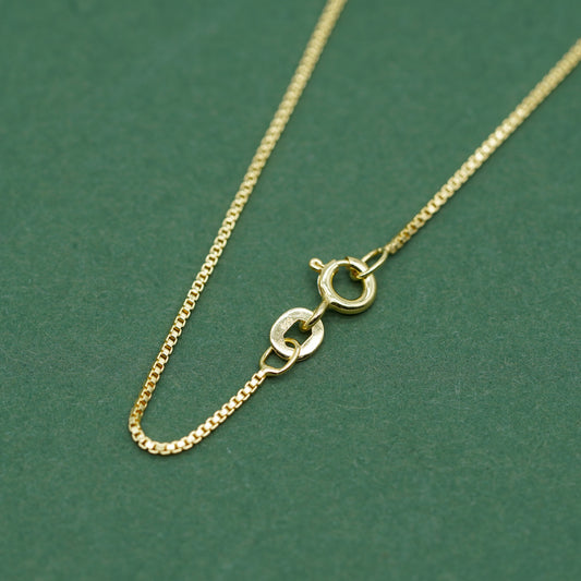 Gold Plated 925 Sterling Silver 0.9mm Box Chain Necklace