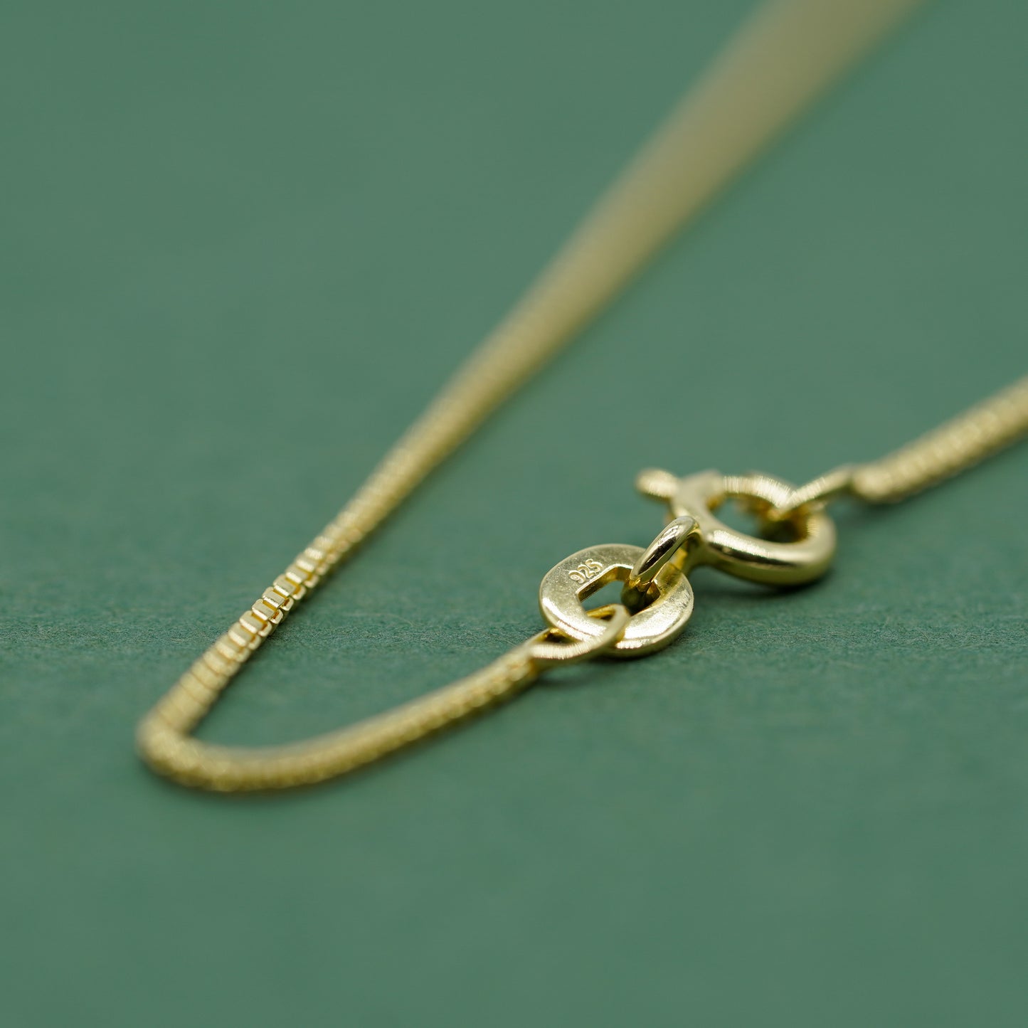Gold Plated 925 Sterling Silver 0.9mm Box Chain Necklace