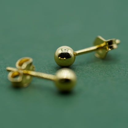 Gold Plated 925 Sterling Silver Polished Studs/Earrings (3mm, 4mm, 5mm & 6mm)