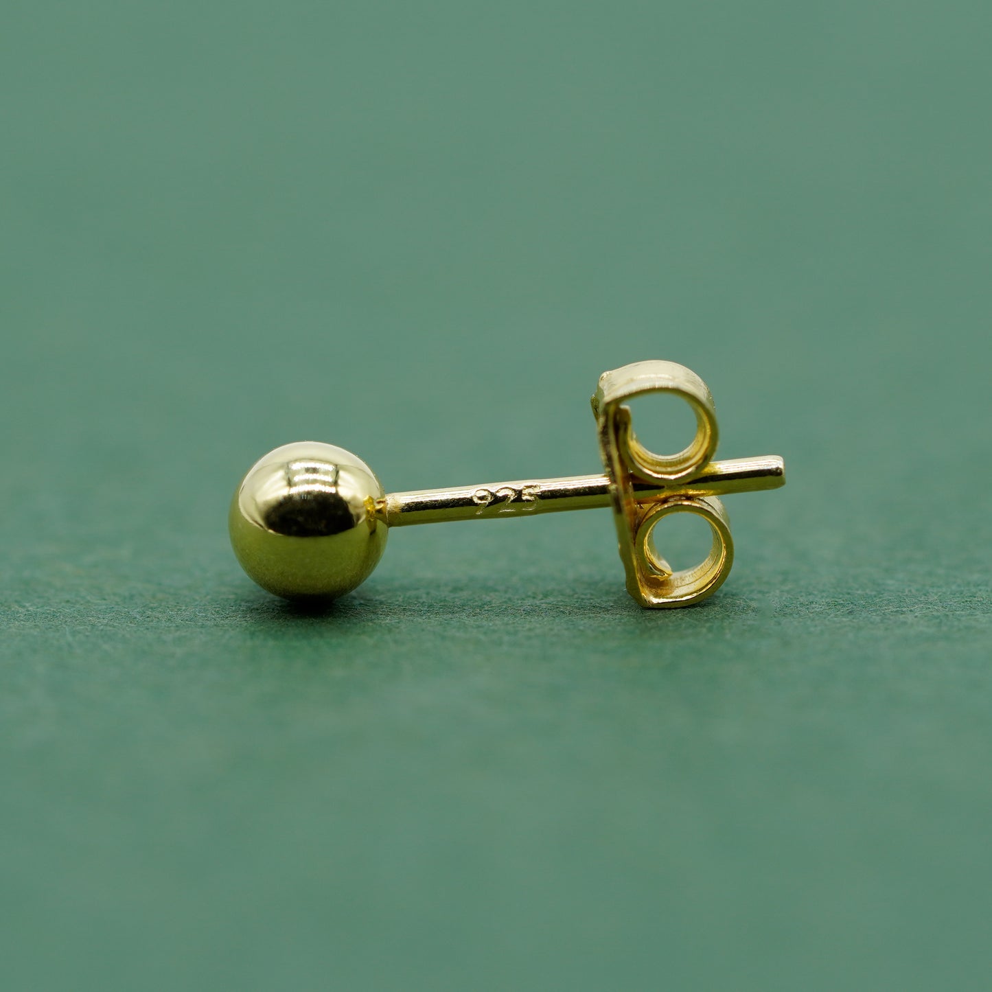 Gold Plated 925 Sterling Silver Polished Studs/Earrings (3mm, 4mm, 5mm & 6mm)