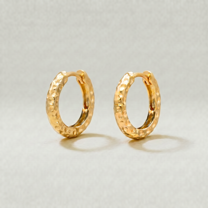 12mm Hammered Huggie Earrings