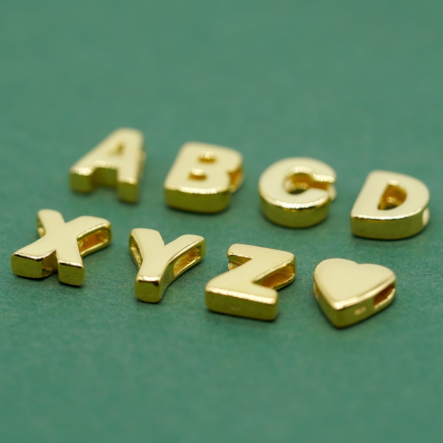 Gold Plated 925 Sterling Silver Alphabet Letter Threader Bead Charm A - Z