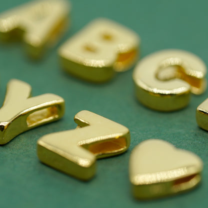 Gold Plated 925 Sterling Silver Alphabet Letter Threader Bead Charm A - Z