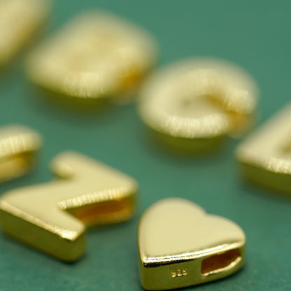 Gold Plated 925 Sterling Silver Alphabet Letter Threader Bead Charm A - Z