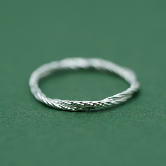 925 Sterling Silver 1.7mm Corda Rope Ring