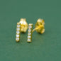 Gold Plated 925 Sterling Silver 7.5mm Cubic Zirconia Bar Studs