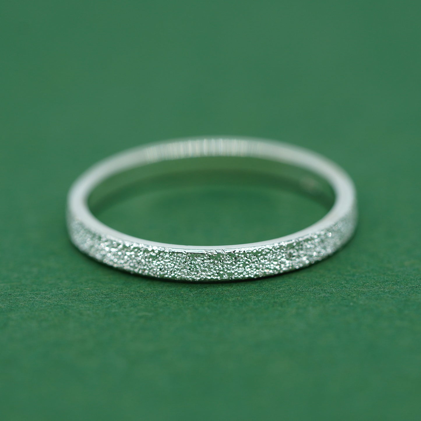 925 Sterling Silver 2.4mm Stardust/Frosted Band Ring