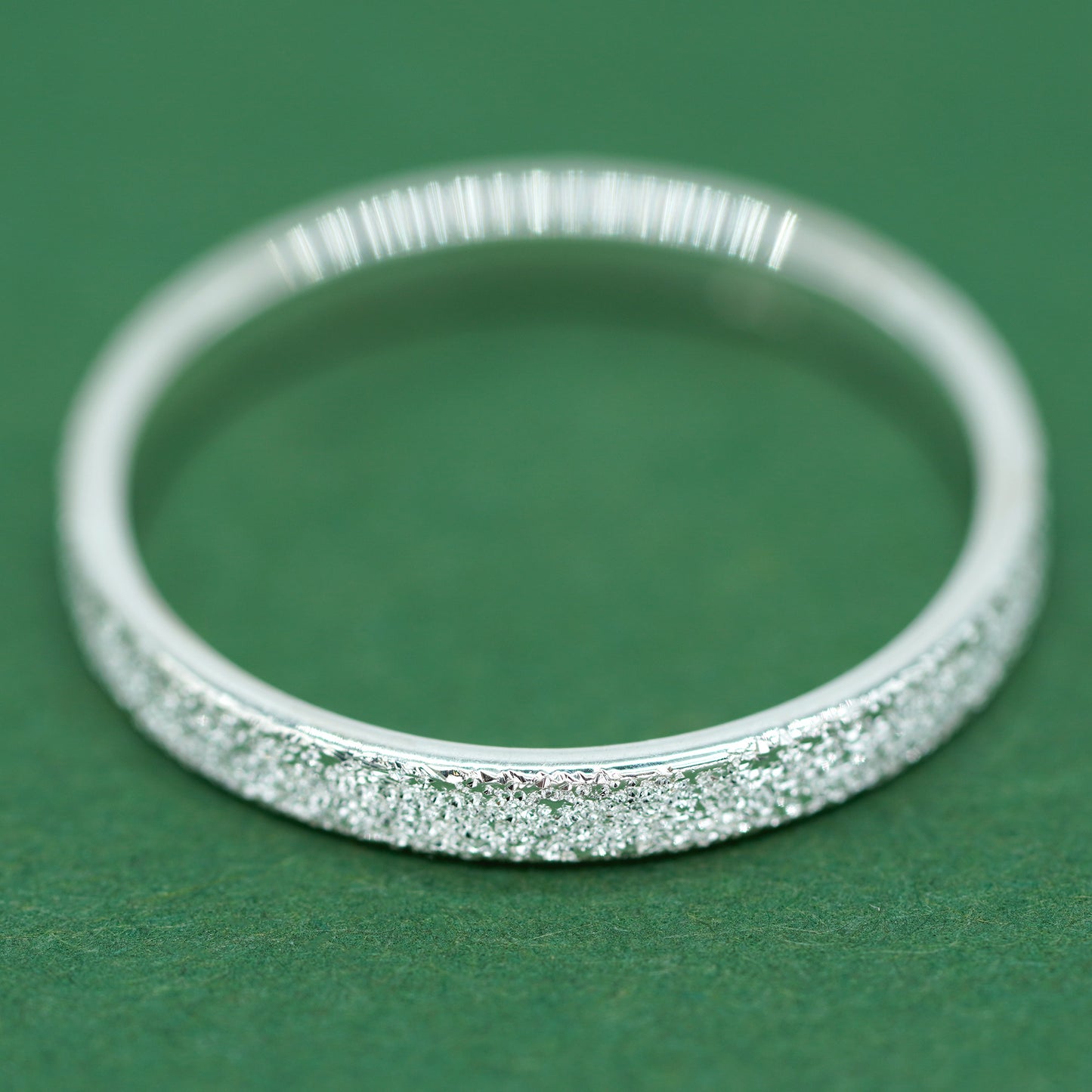 925 Sterling Silver 2.4mm Stardust/Frosted Band Ring
