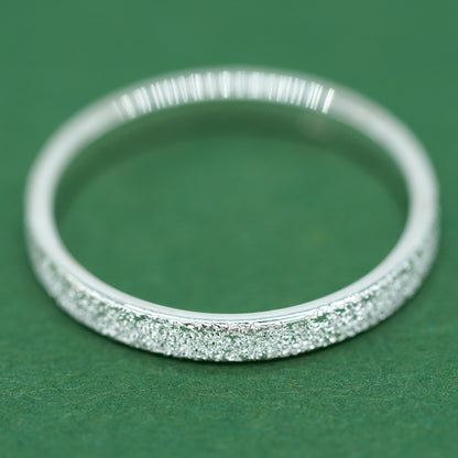 925 Sterling Silver 2.4mm Stardust/Frosted Band Ring