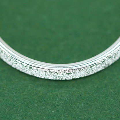 925 Sterling Silver 2.4mm Stardust/Frosted Band Ring