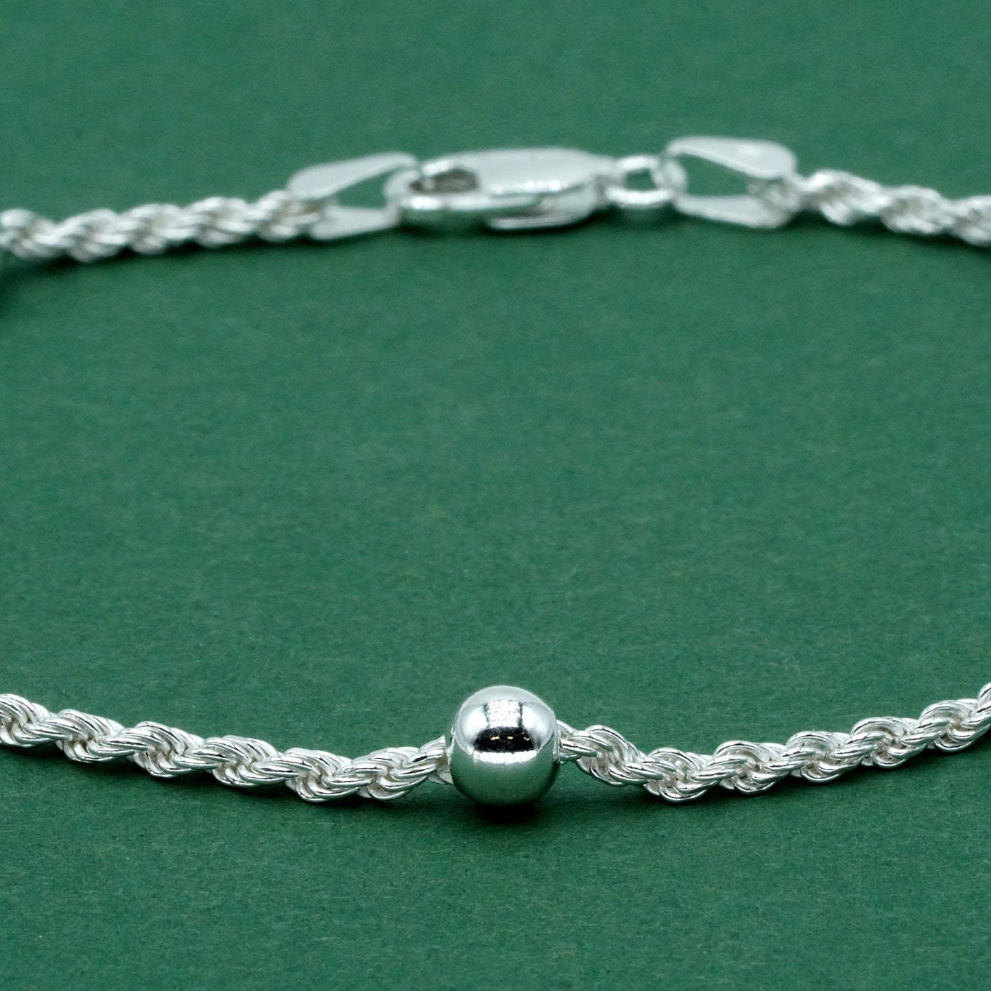 925 Sterling Silver Beaded Rope Chain Bracelet, Minimalist Silver Ball Bracelet, Gift for Her, Birthday Gift, Everyday Jewellery