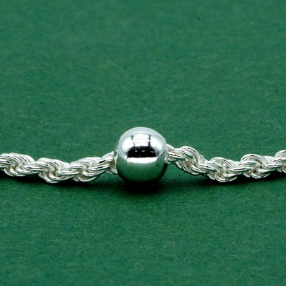 925 Sterling Silver Beaded Rope Chain Bracelet, Minimalist Silver Ball Bracelet, Gift for Her, Birthday Gift, Everyday Jewellery