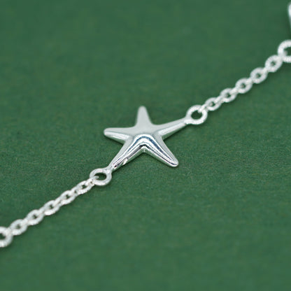 925 Sterling Silver Beach Charm Bracelet, Seashell Starfish Cowrie Shell Bracelet, Summer Jewellery, Gift for Her, Holiday Gift