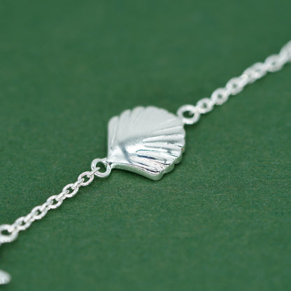 925 Sterling Silver Beach Charm Bracelet, Seashell Starfish Cowrie Shell Bracelet, Summer Jewellery, Gift for Her, Holiday Gift