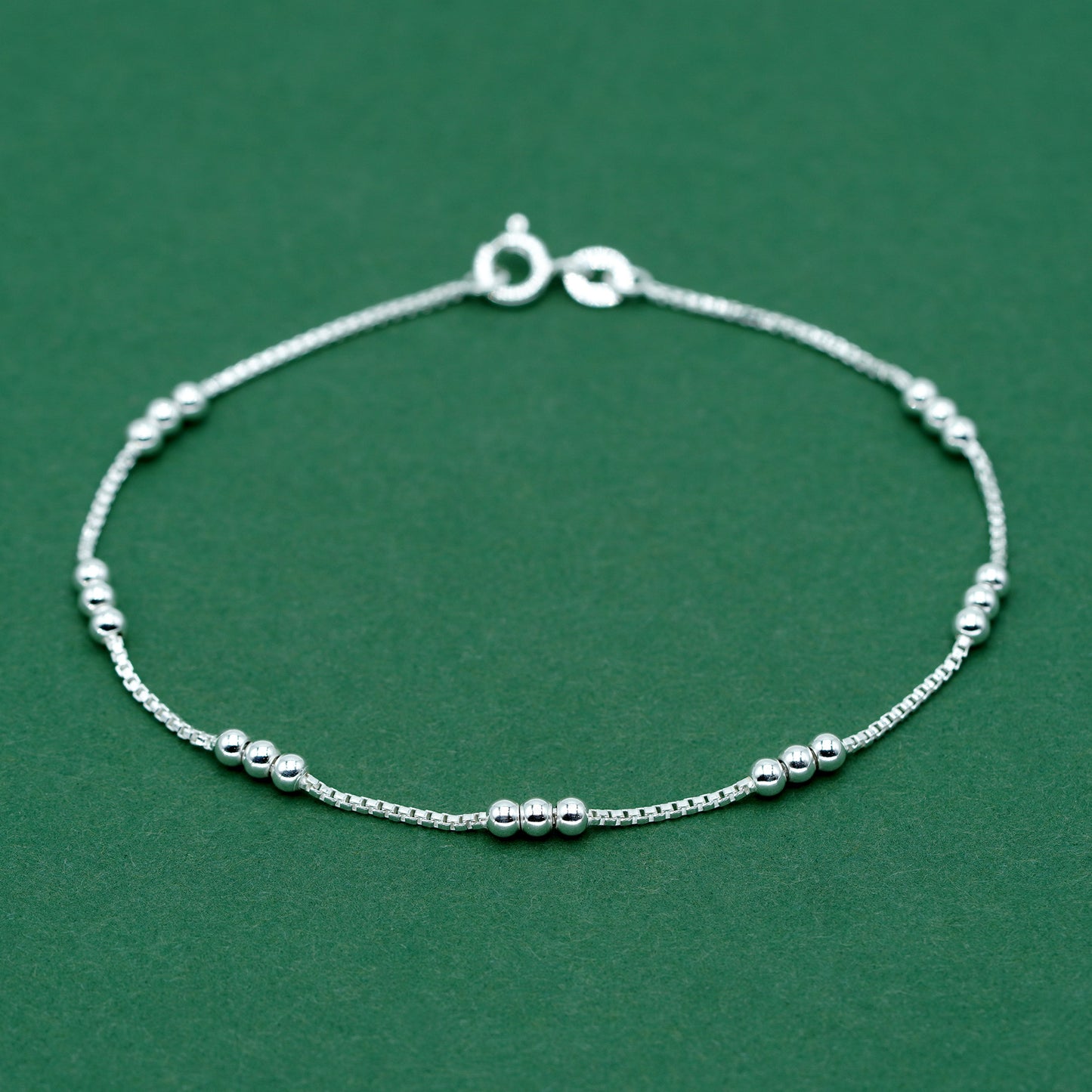 925 Sterling Silver Triple Beaded Box Chain Bracelet, Minimalist Silver Bead Bracelet, Delicate Everyday Jewellery, Gift for Her