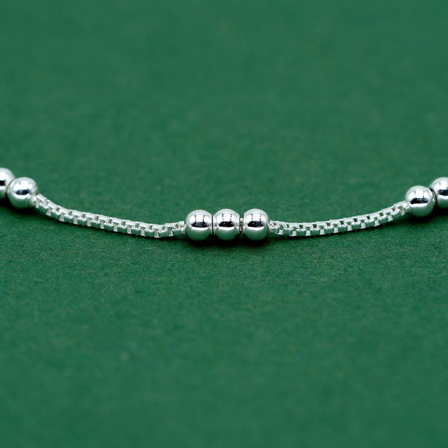 925 Sterling Silver Triple Beaded Box Chain Bracelet, Minimalist Silver Bead Bracelet, Delicate Everyday Jewellery, Gift for Her