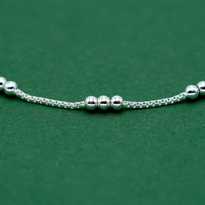 925 Sterling Silver Triple Beaded Box Chain Bracelet, Minimalist Silver Bead Bracelet, Delicate Everyday Jewellery, Gift for Her