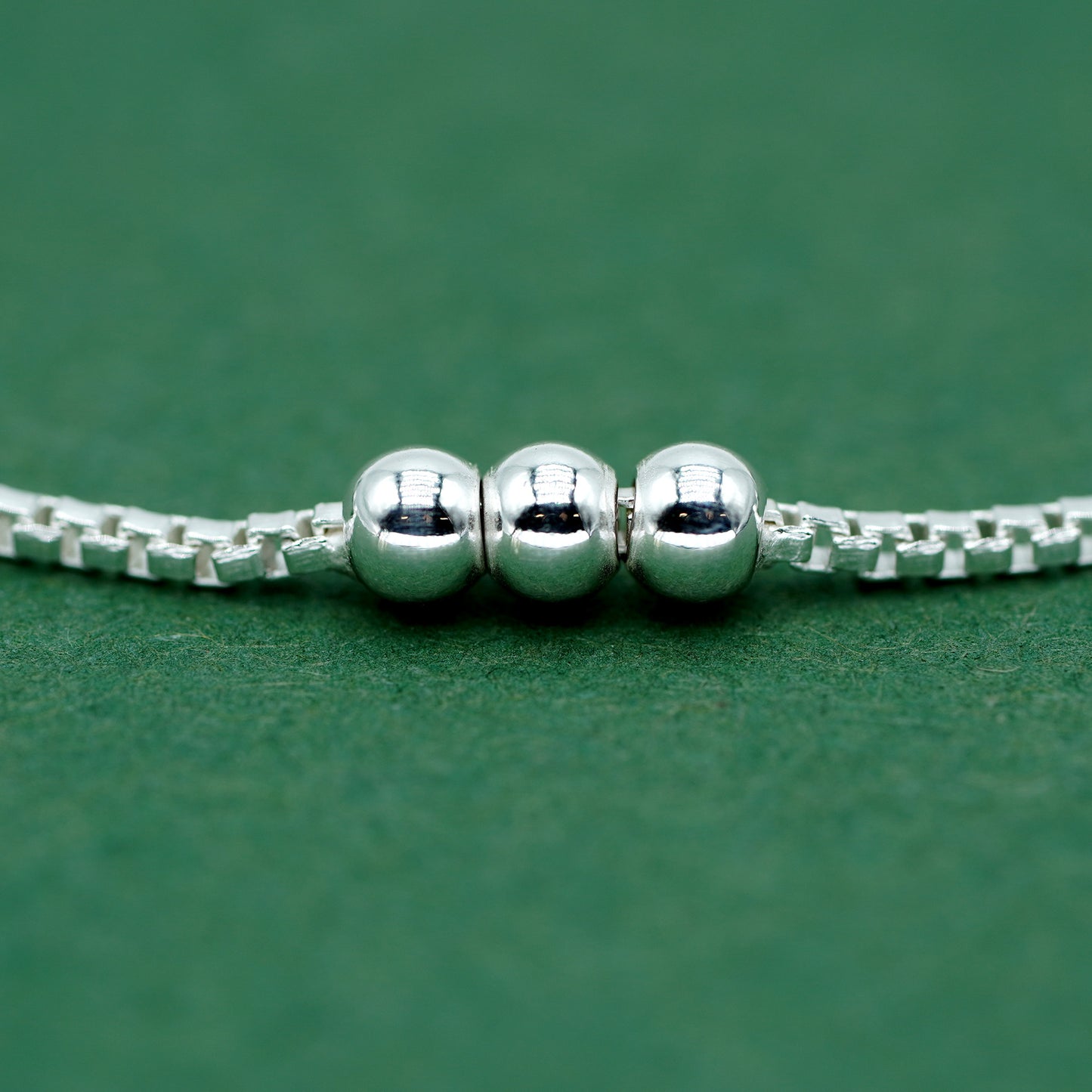 925 Sterling Silver Triple Beaded Box Chain Bracelet, Minimalist Silver Bead Bracelet, Delicate Everyday Jewellery, Gift for Her
